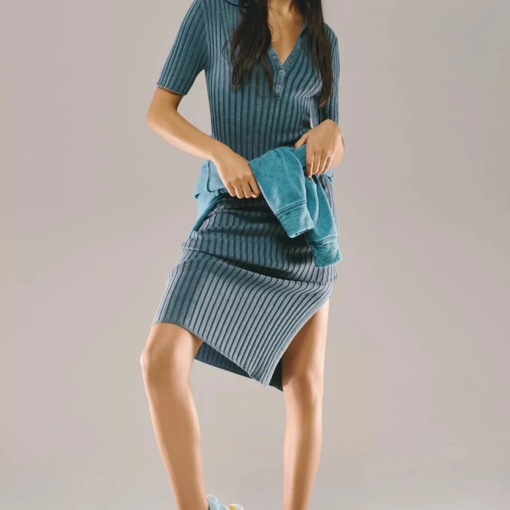 Blue Striped Women's Polo Top